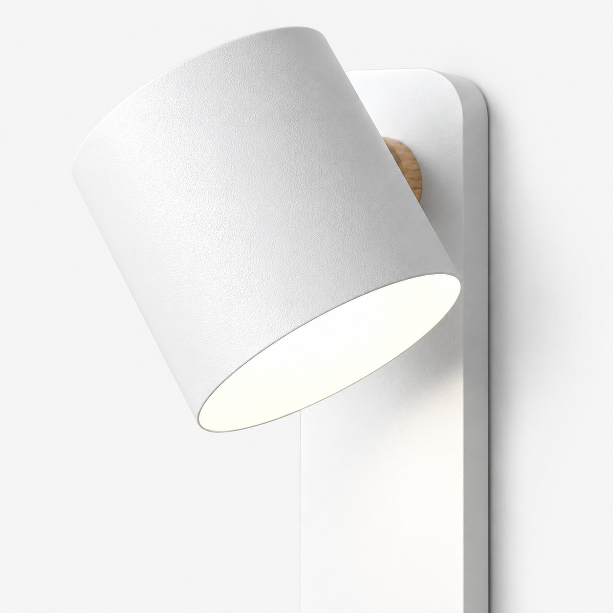 White cylinder shade and wall plate detail