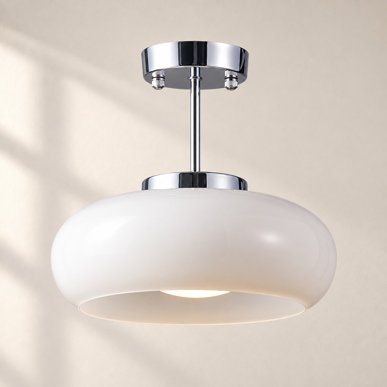Bauvia Ceiling Light with Bauhaus lines and brass or chrome