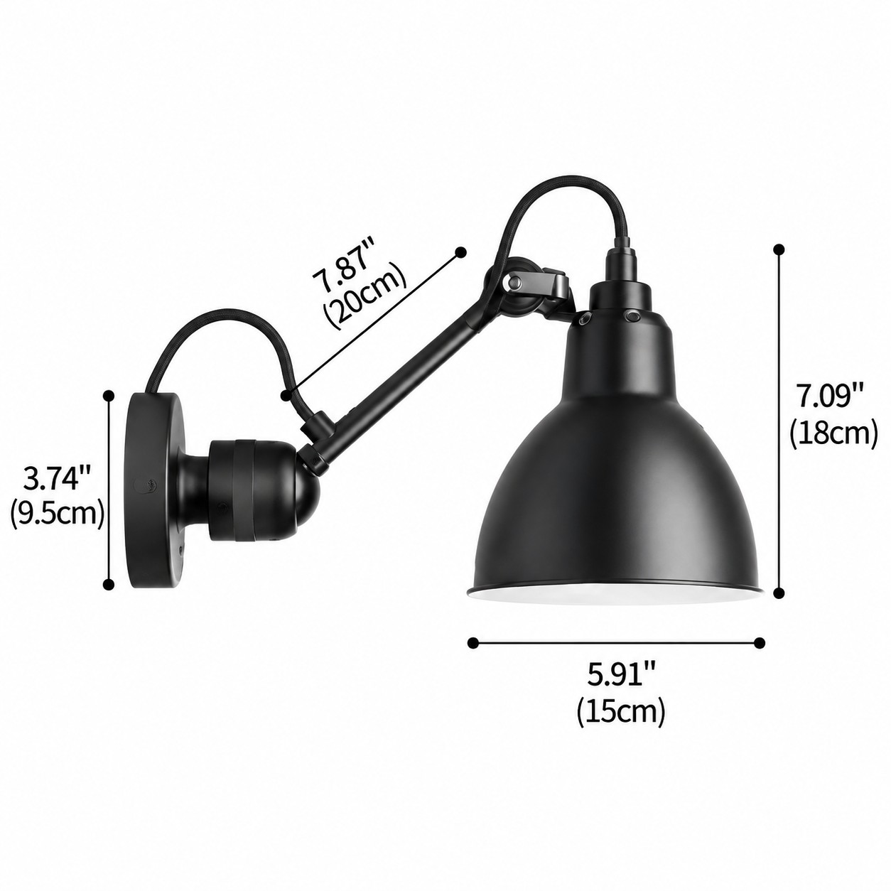 Model B wall light dimensions