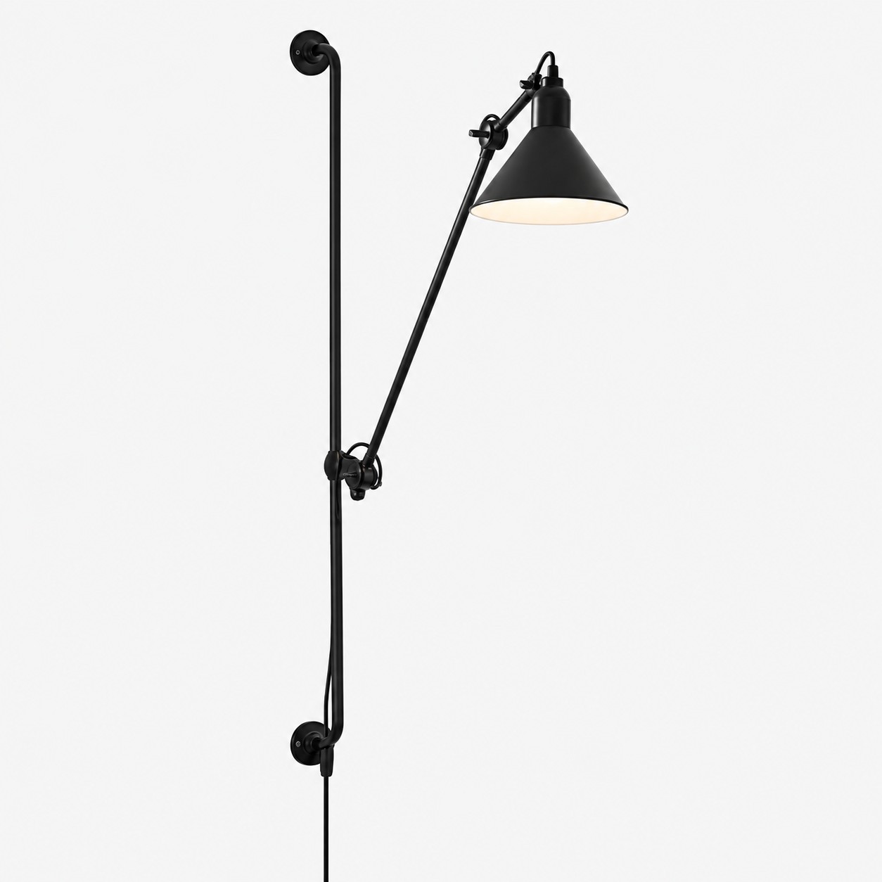 Industrial Matte Black Adjustable Arm Wall Light