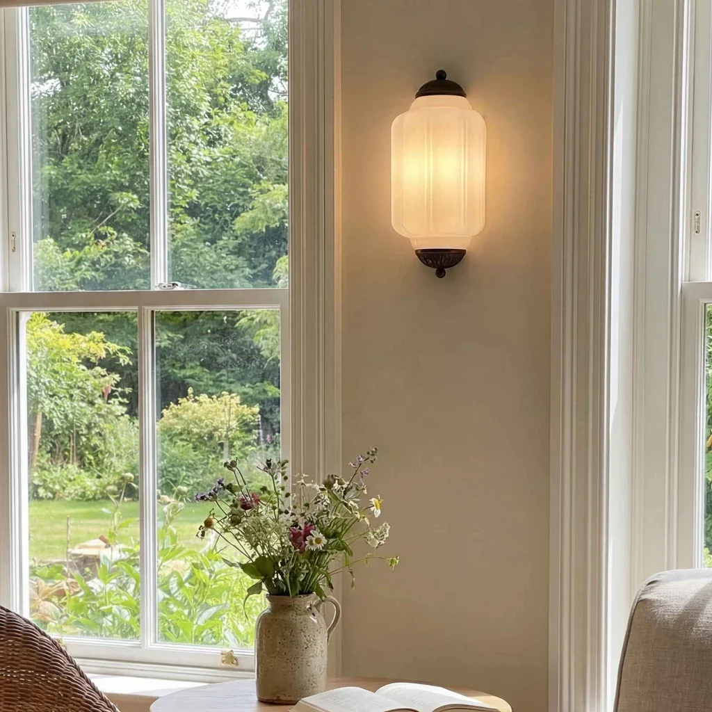 Milk glass Eloise wall light