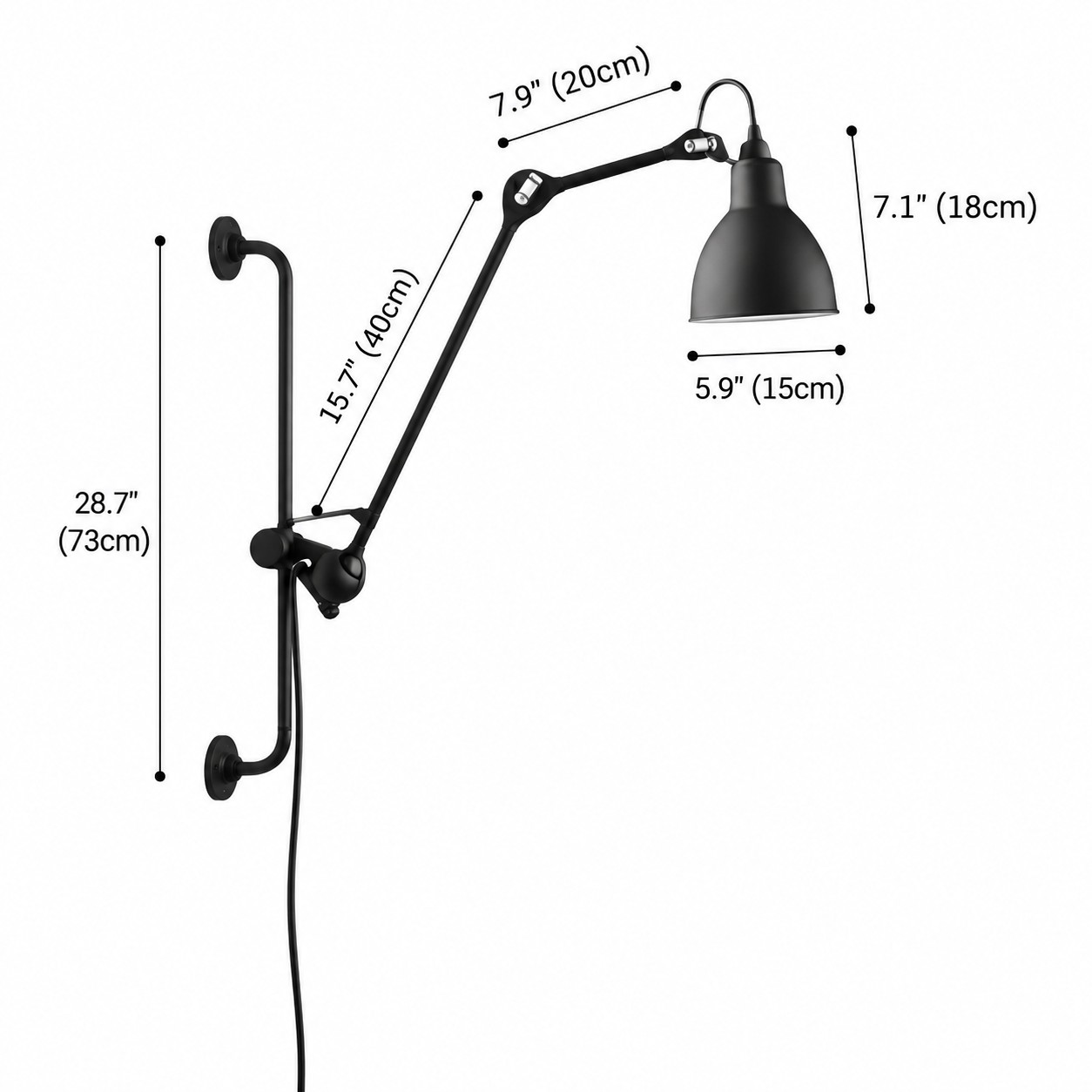 Model C wall light dimensions