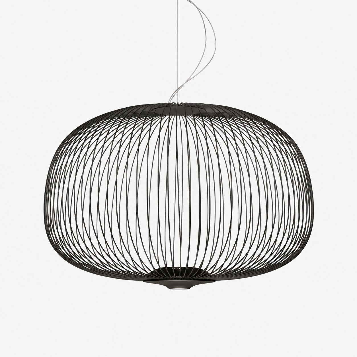 Black wide wire cage pendant