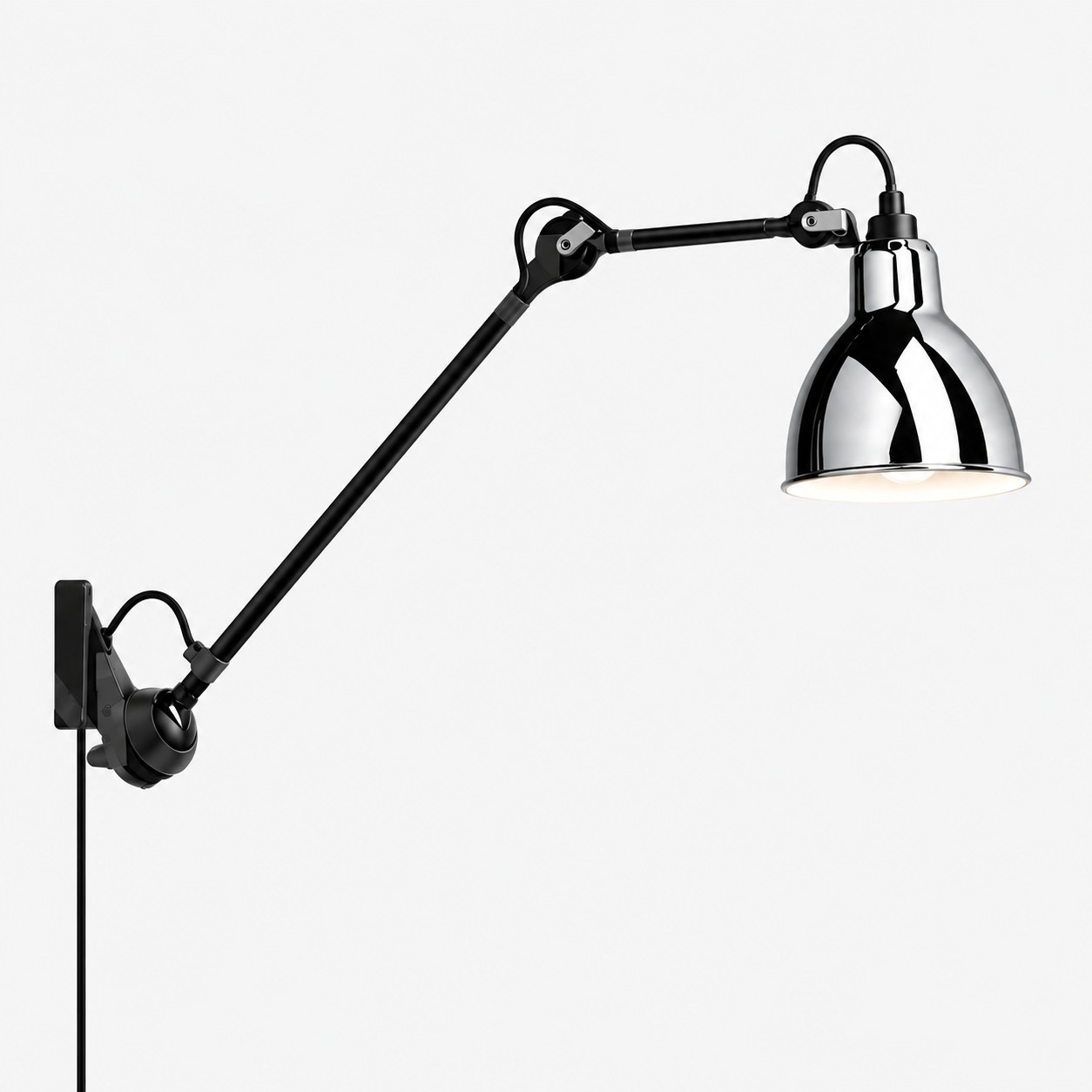 Industrial Matte Black Adjustable Arm Wall Light