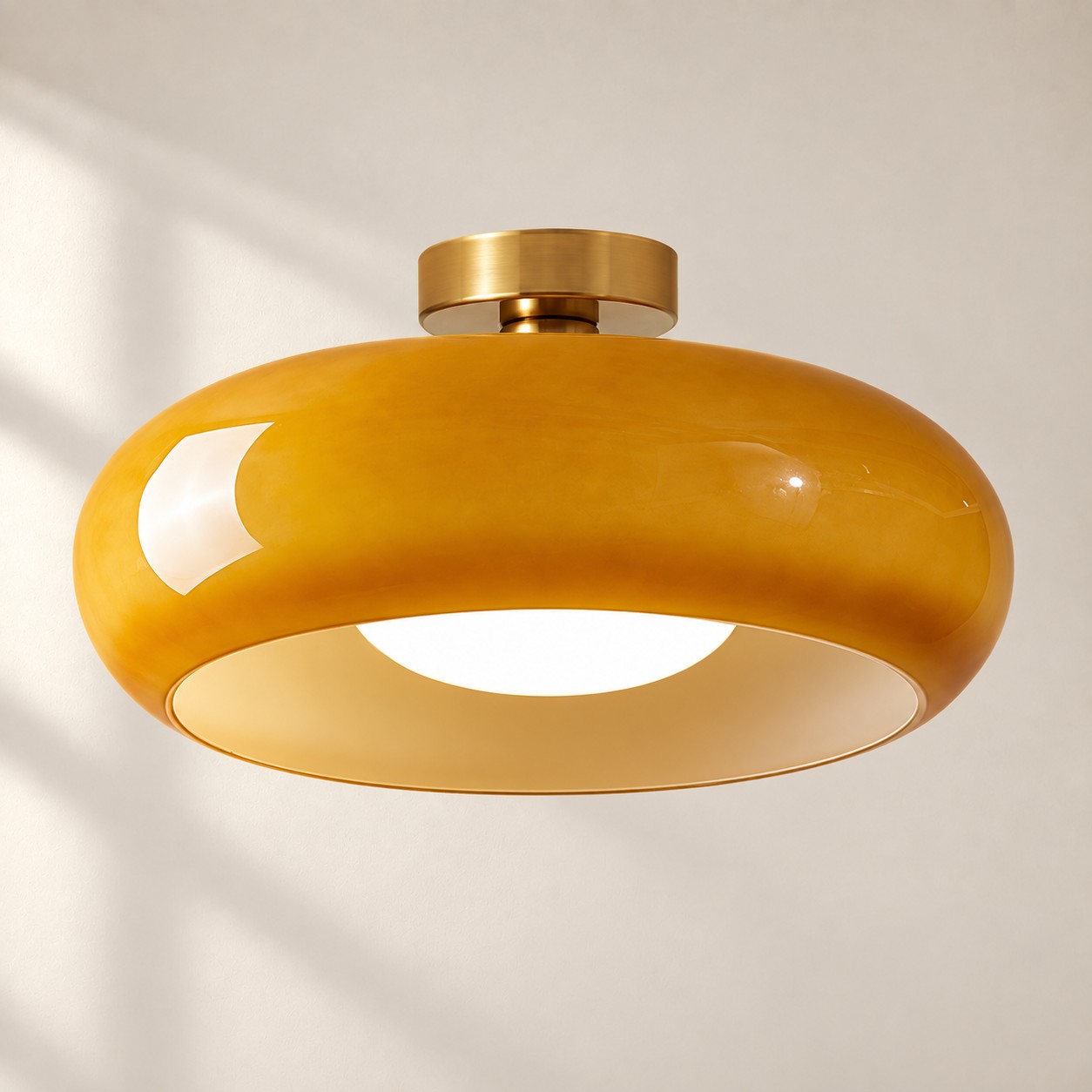 Bauvia Ceiling Light with Bauhaus lines and brass or chrome
