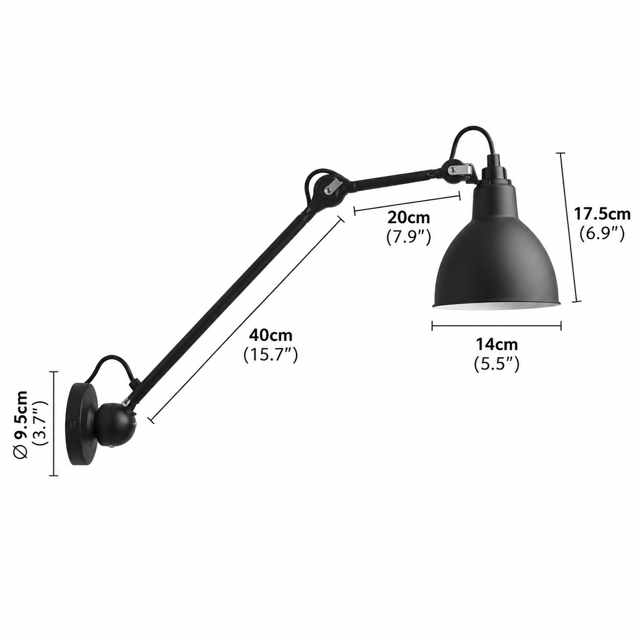 Model G wall light dimensions