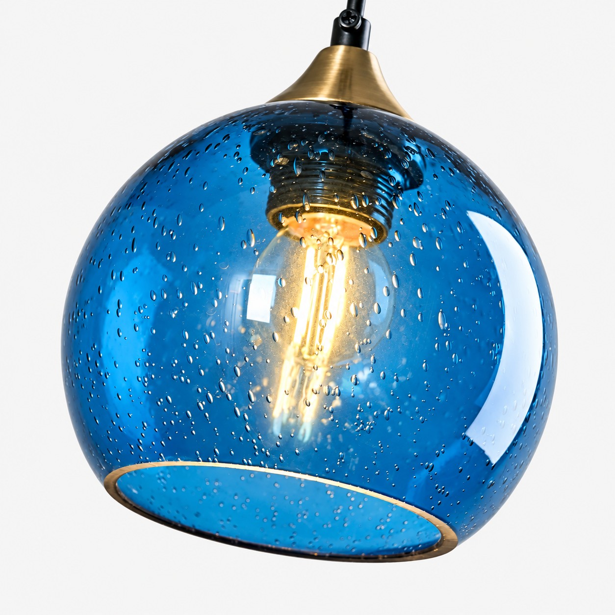 Bubble Glass Globe Pendant with a chrome mount and coloured glass