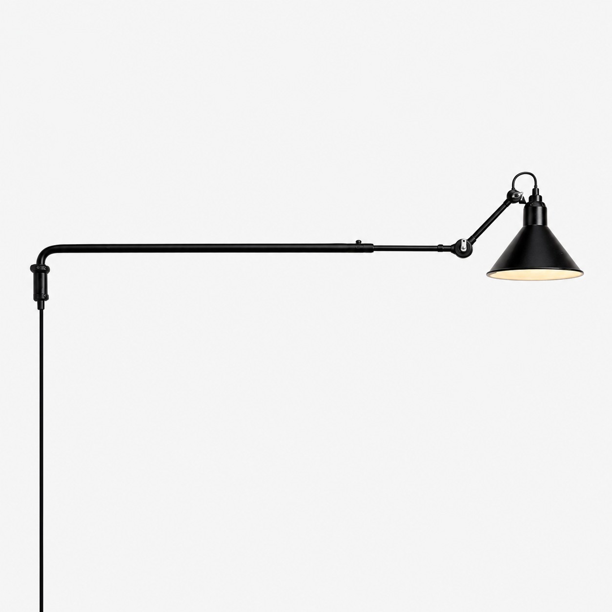 Industrial Matte Black Adjustable Arm Wall Light