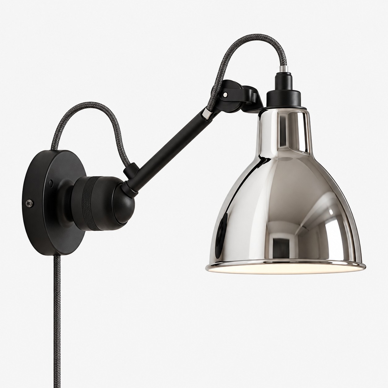 Industrial Matte Black Adjustable Arm Wall Light