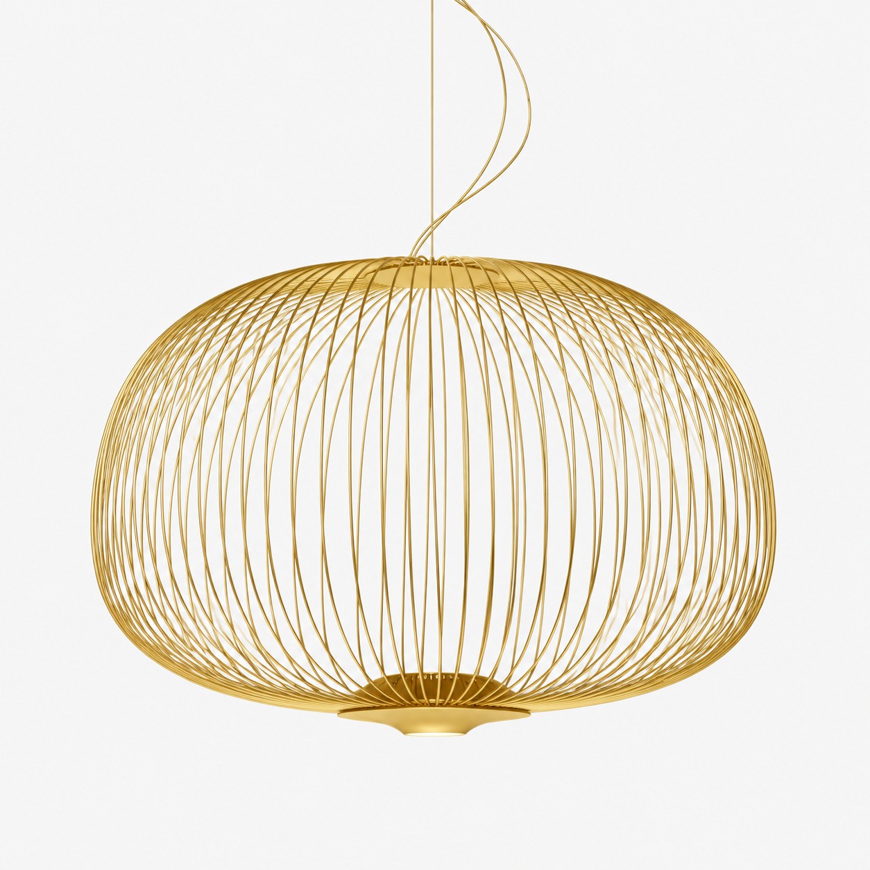 Gold wide wire cage pendant