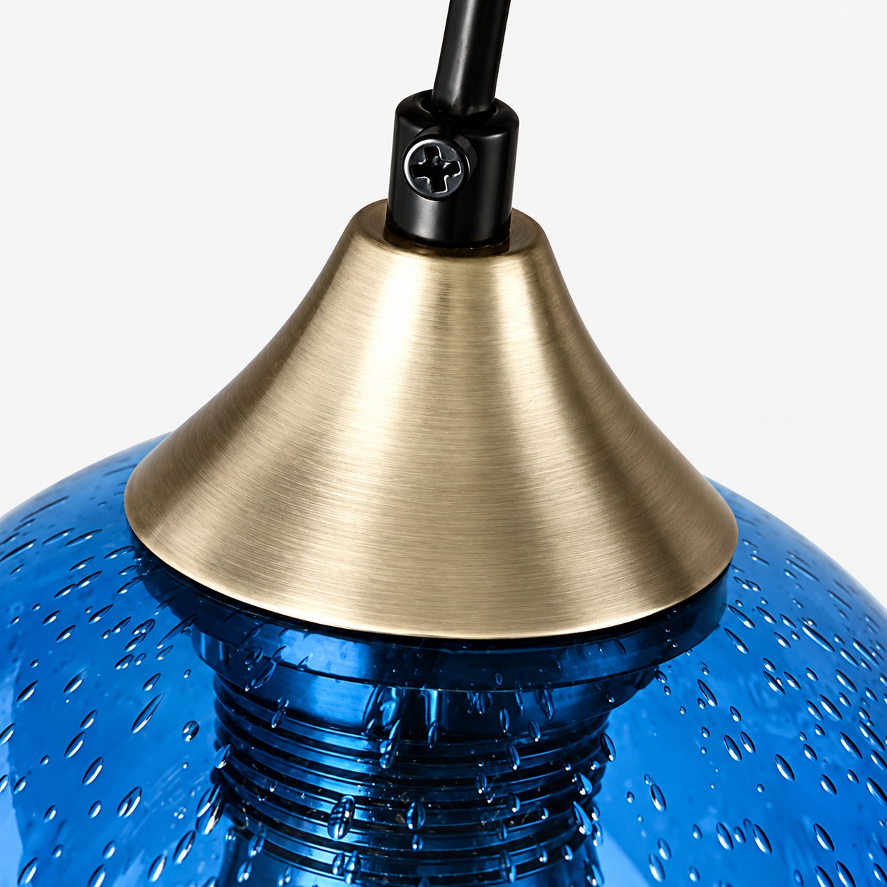 Bubble Glass Globe Pendant with a chrome mount and coloured glass