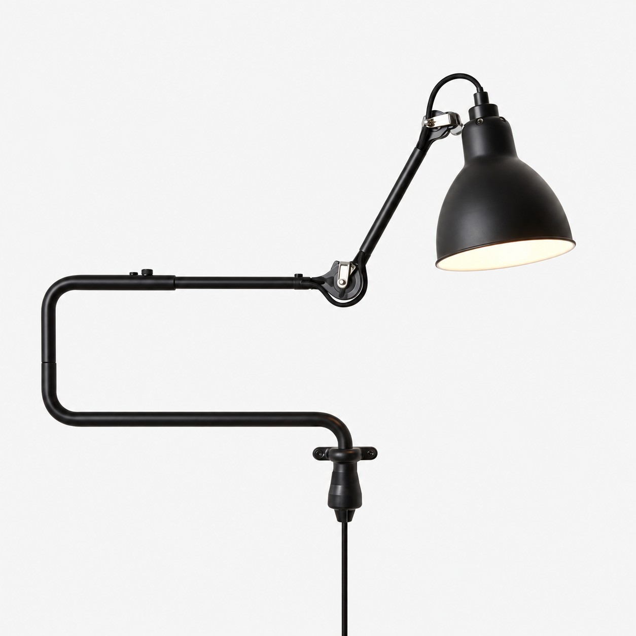 Industrial Matte Black Adjustable Arm Wall Light