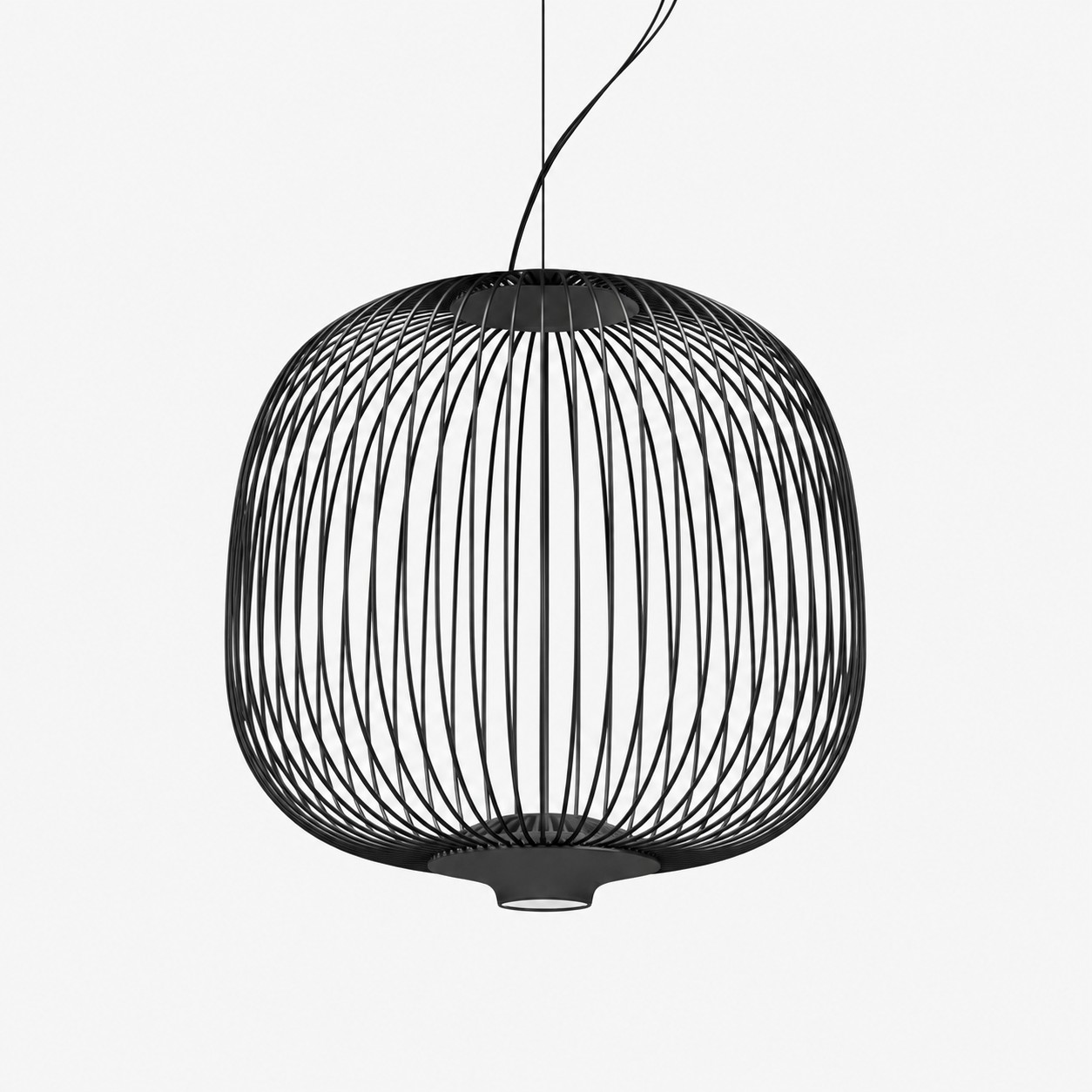 Black round wire cage pendant