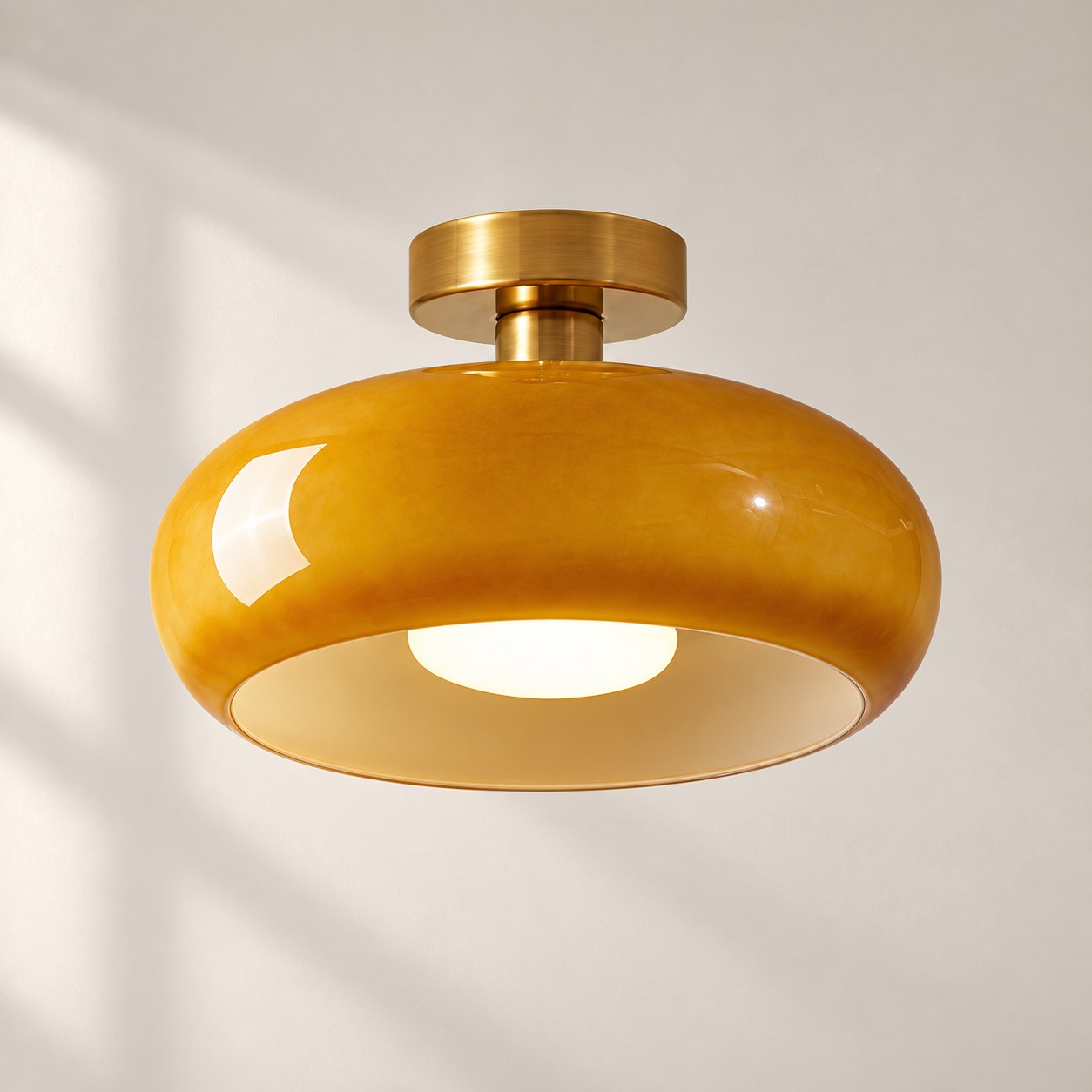Bauvia Ceiling Light with Bauhaus lines and brass or chrome