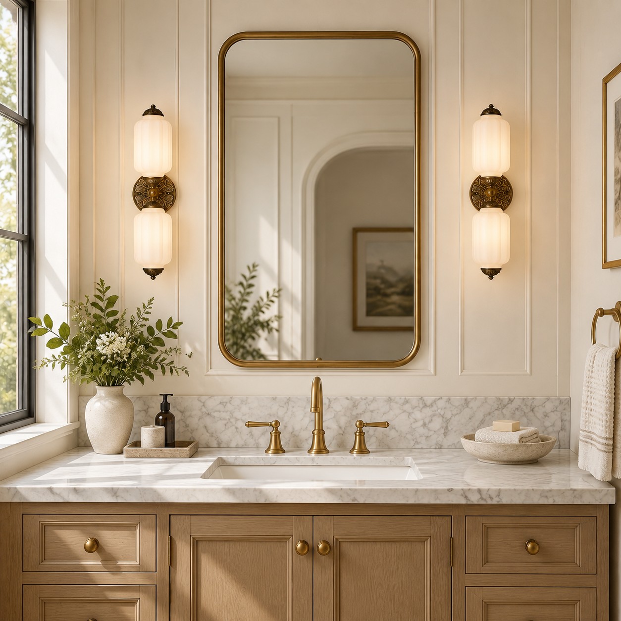 Milk glass Eloise wall light