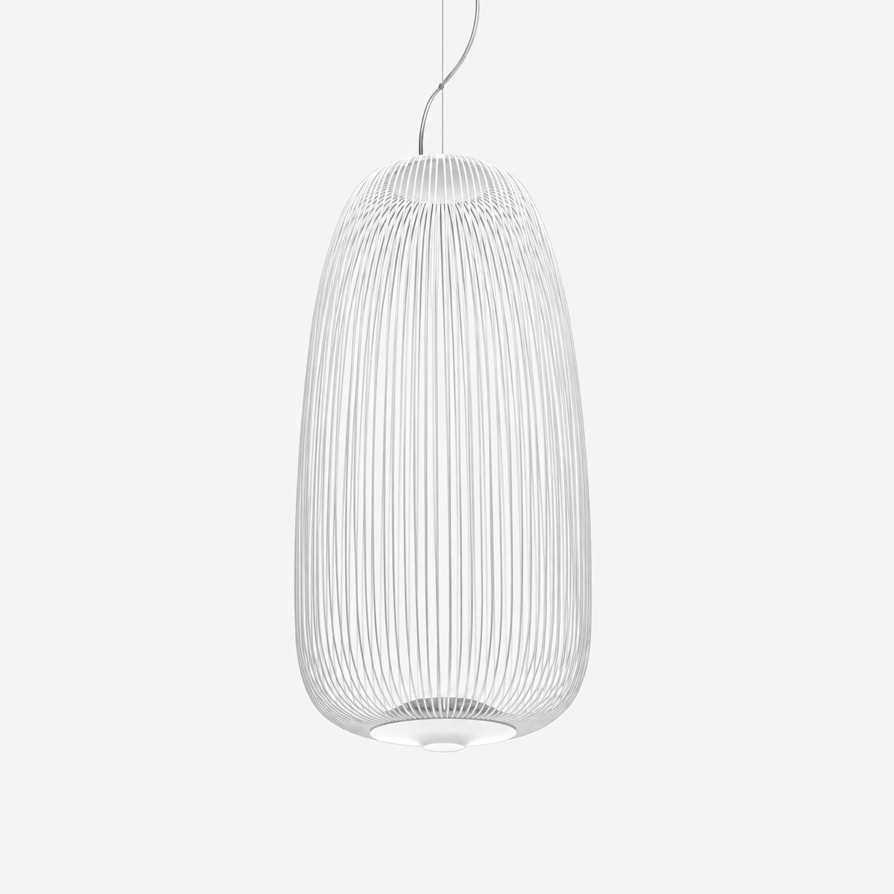 White tall wire cage pendant