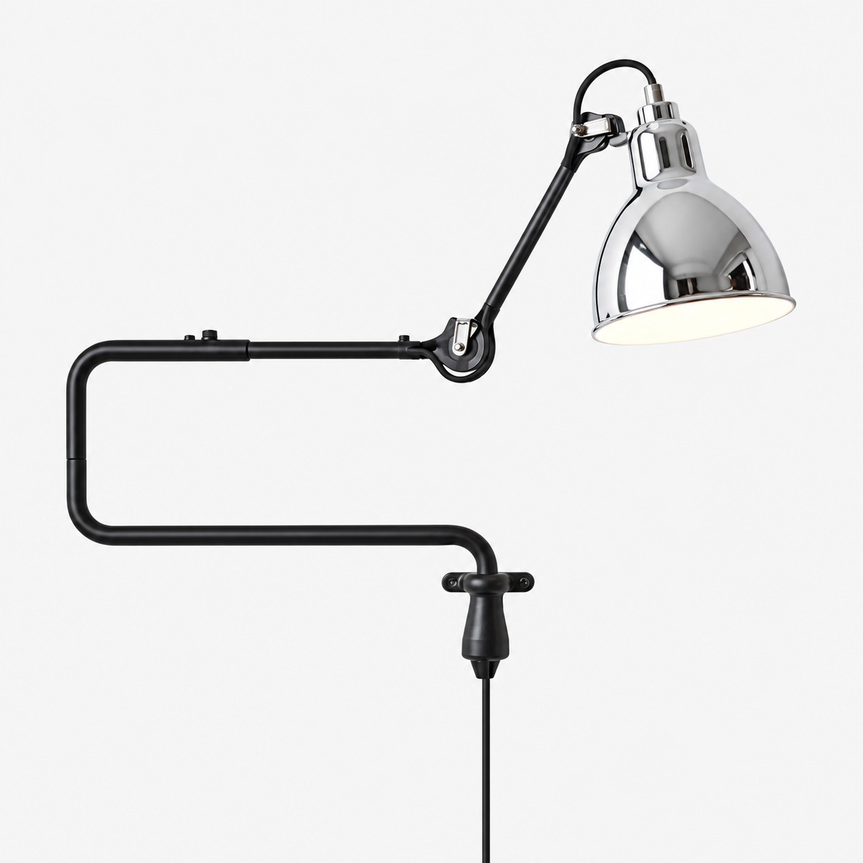 Industrial Matte Black Adjustable Arm Wall Light