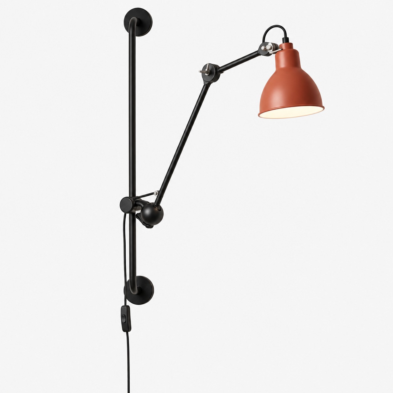 Industrial Matte Black Adjustable Arm Wall Light