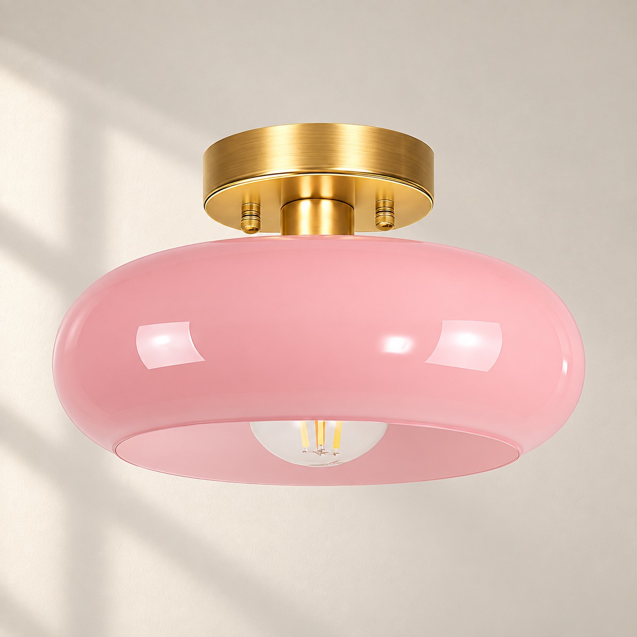 Bauvia Ceiling Light with Bauhaus lines and brass or chrome