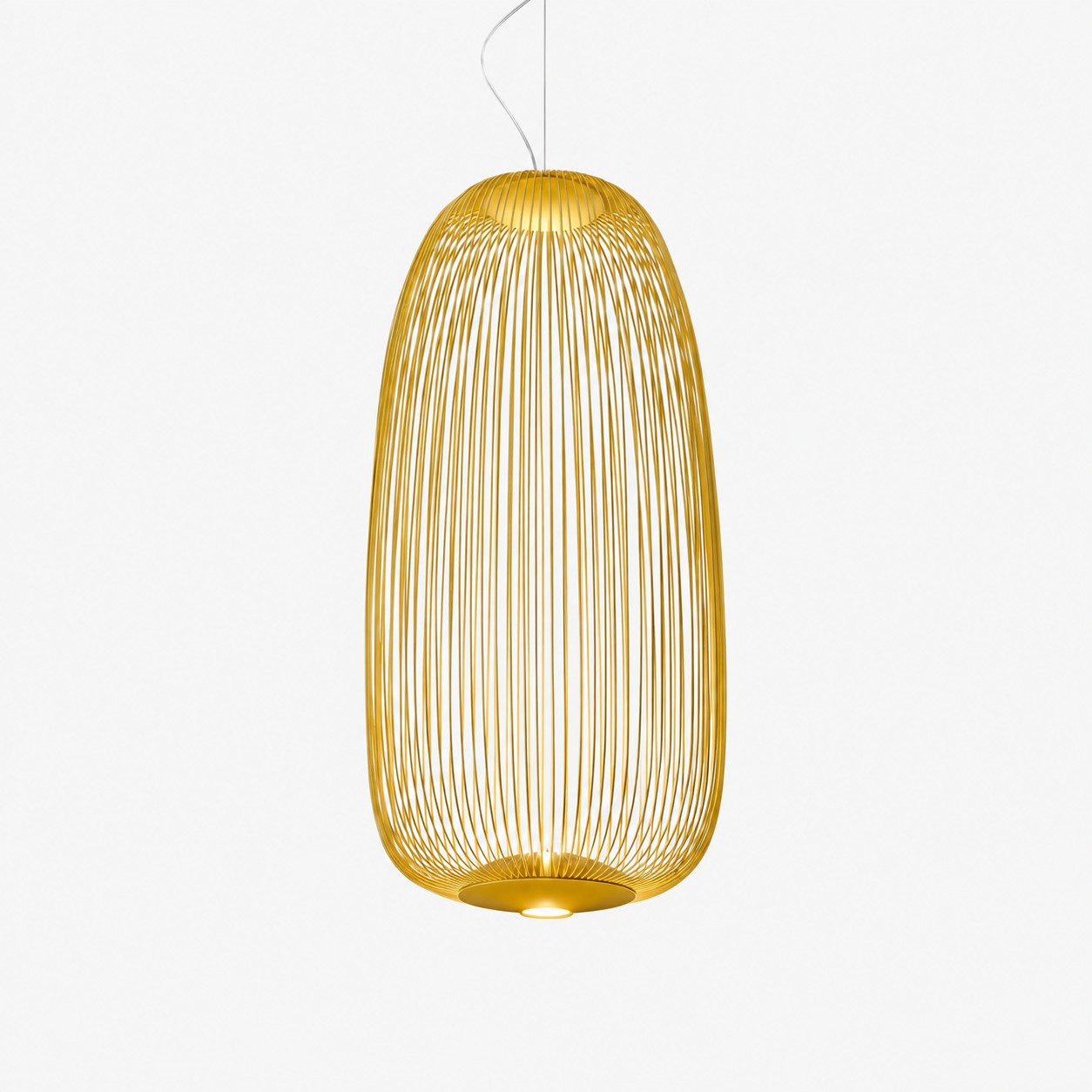 Gold tall wire cage pendant