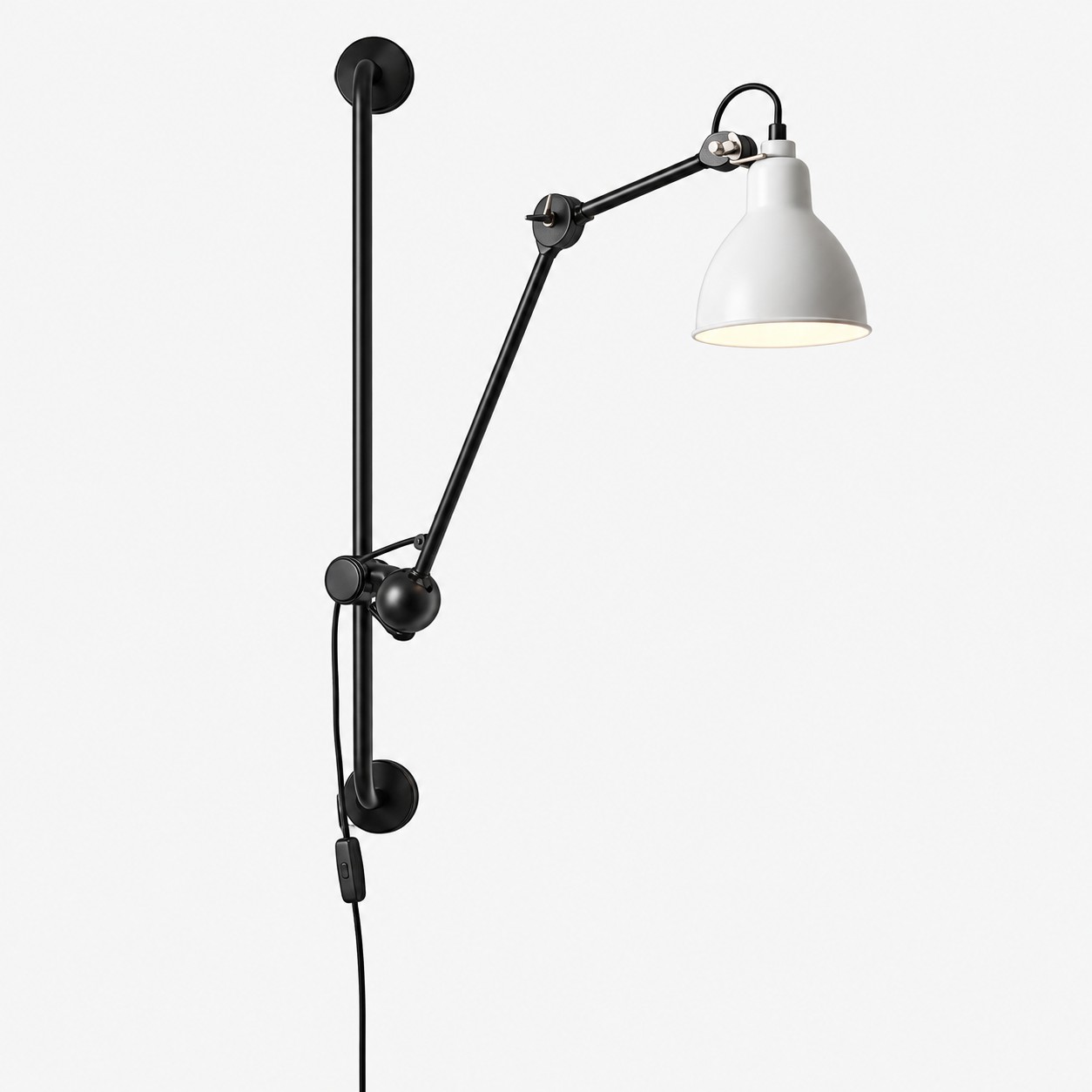 Industrial Matte Black Adjustable Arm Wall Light