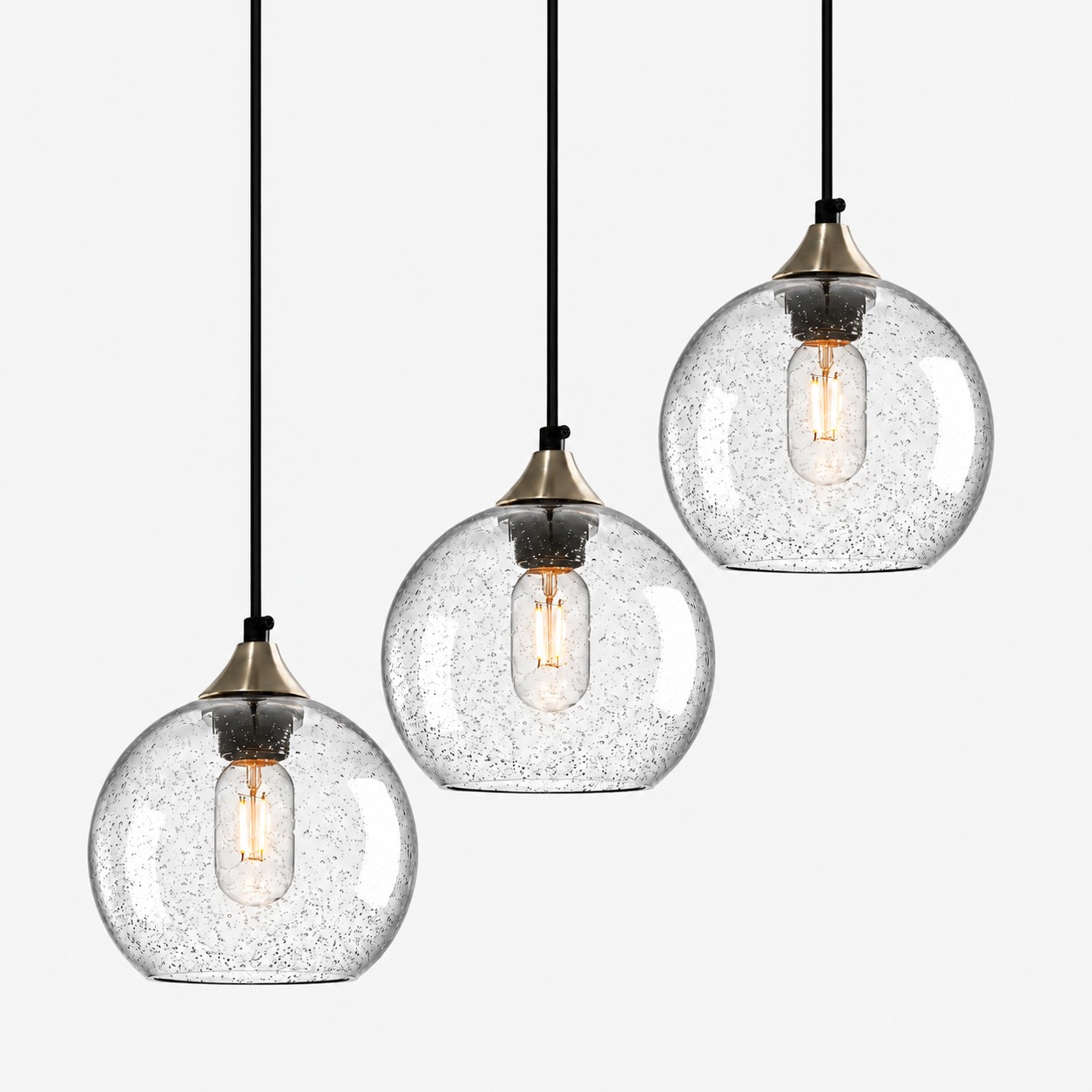 Bubble Glass Globe Pendant with a chrome mount and coloured glass