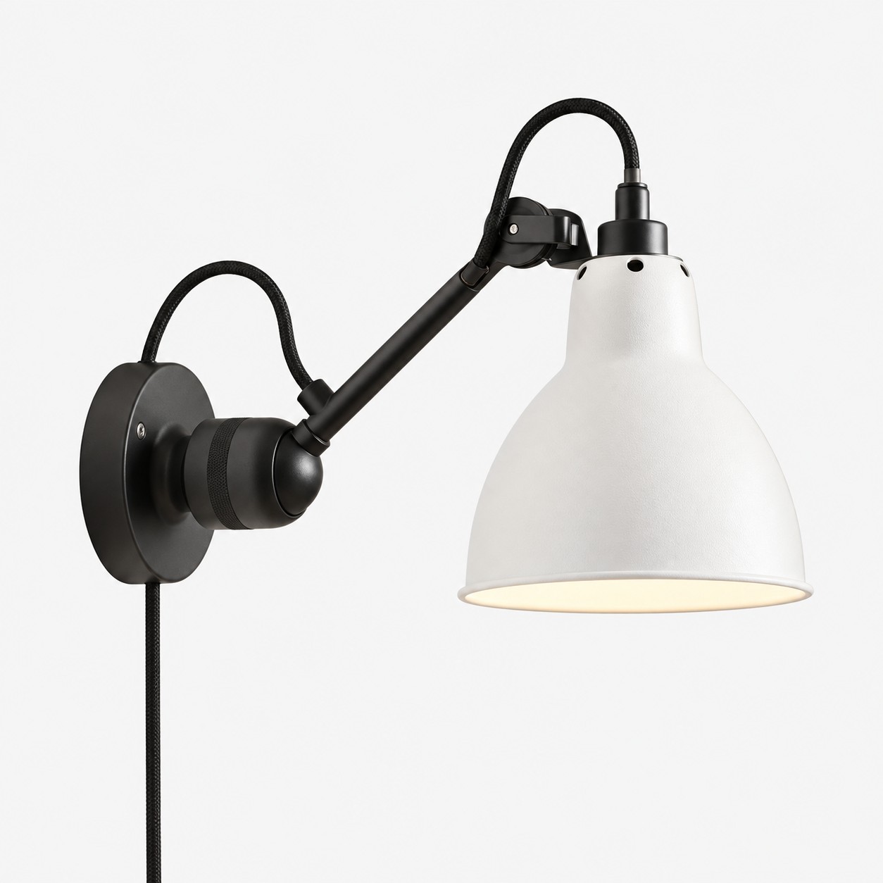 Industrial Matte Black Adjustable Arm Wall Light