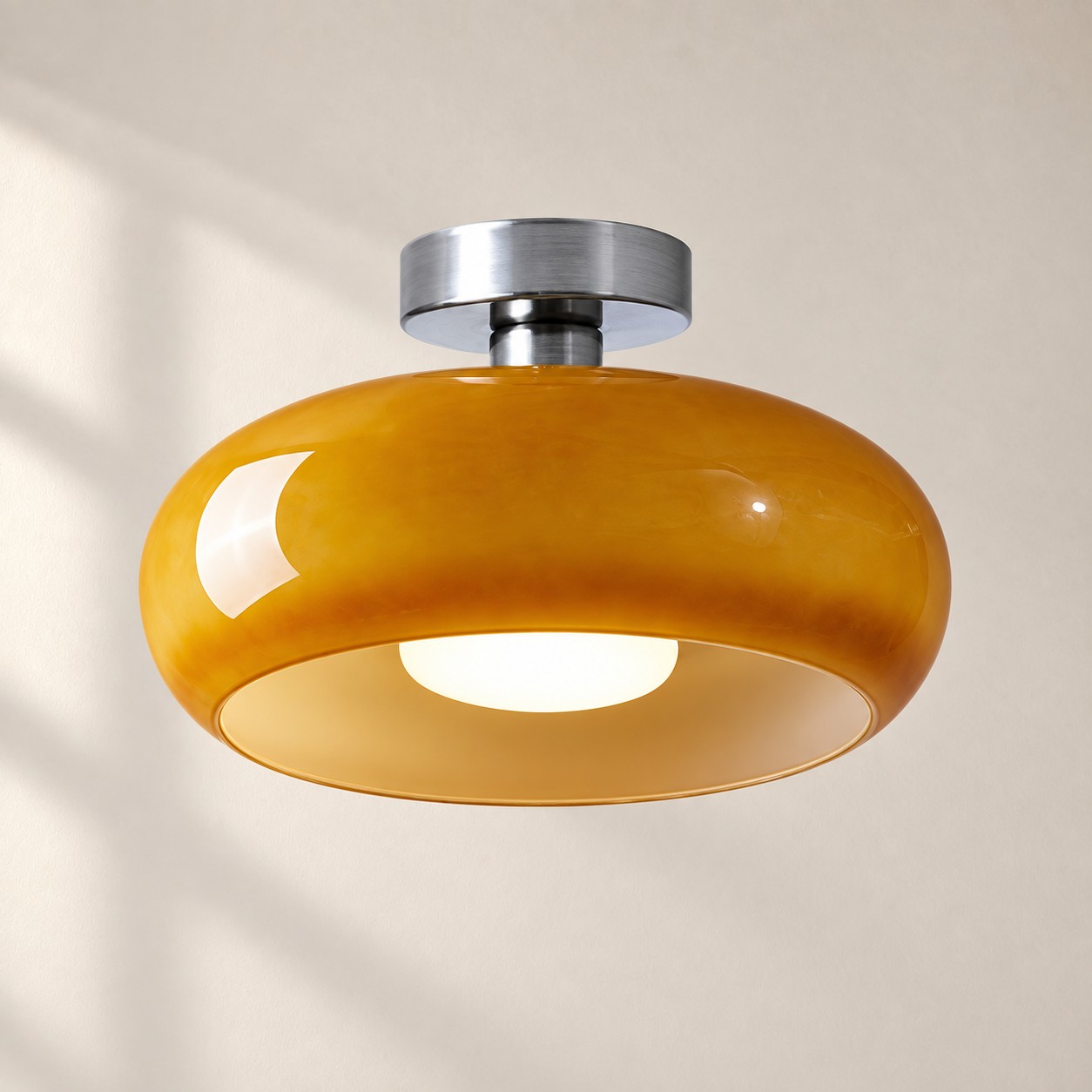 Bauvia Ceiling Light with Bauhaus lines and brass or chrome