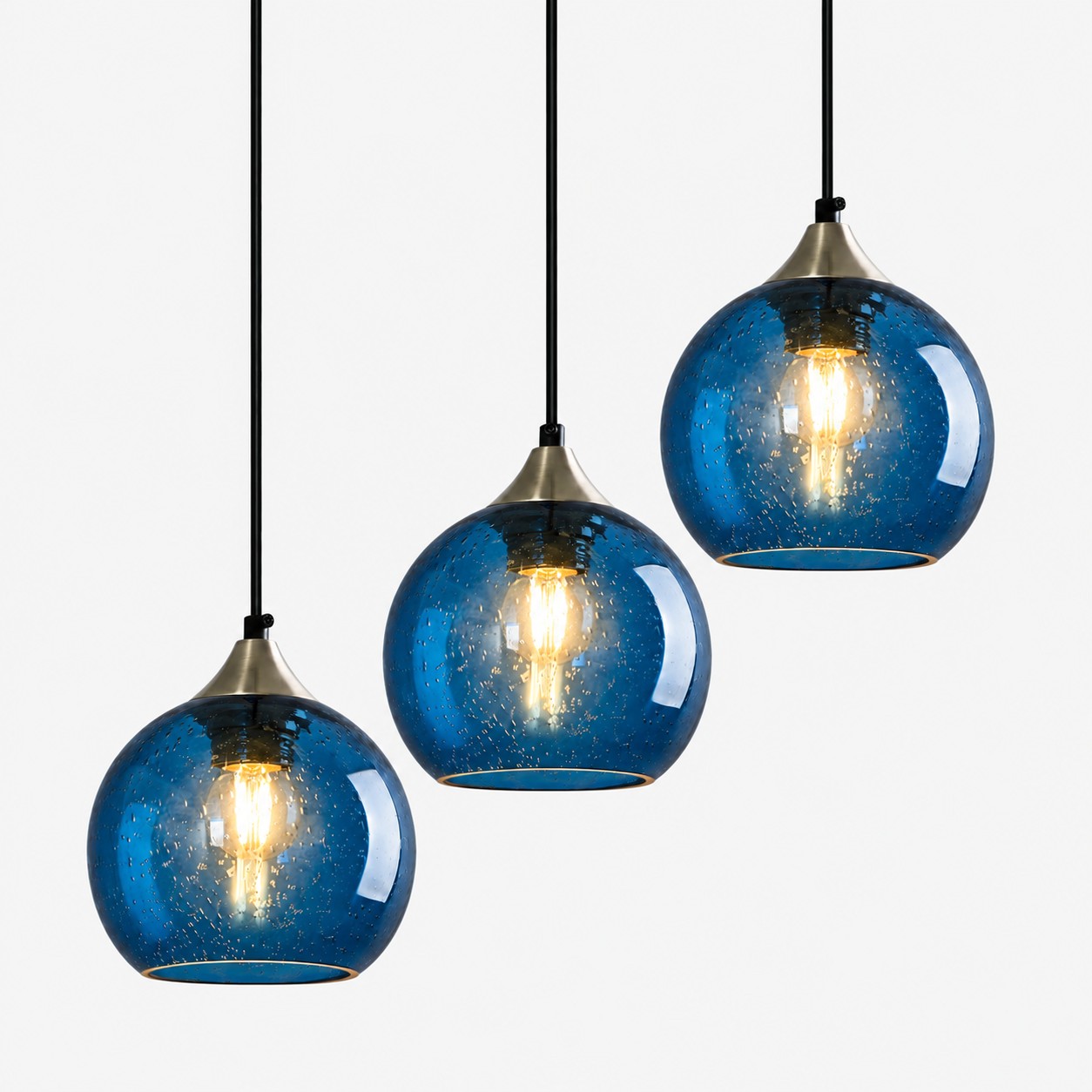 Bubble Glass Globe Pendant with a chrome mount and coloured glass