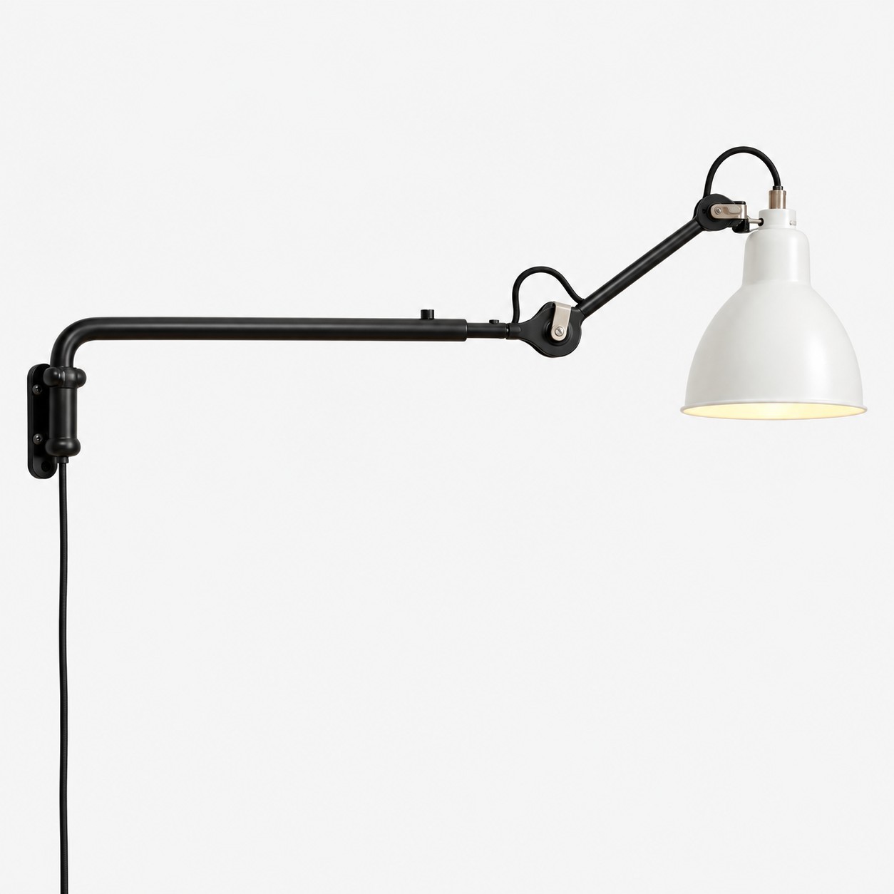 Industrial Matte Black Adjustable Arm Wall Light