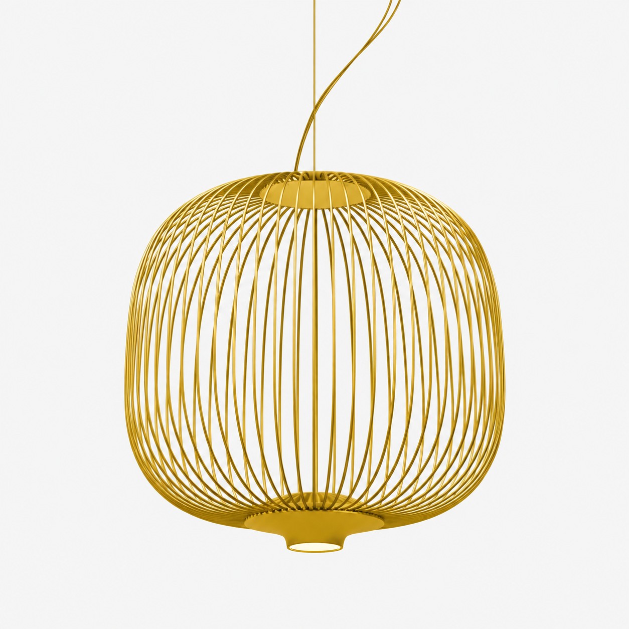 Gold round wire cage pendant