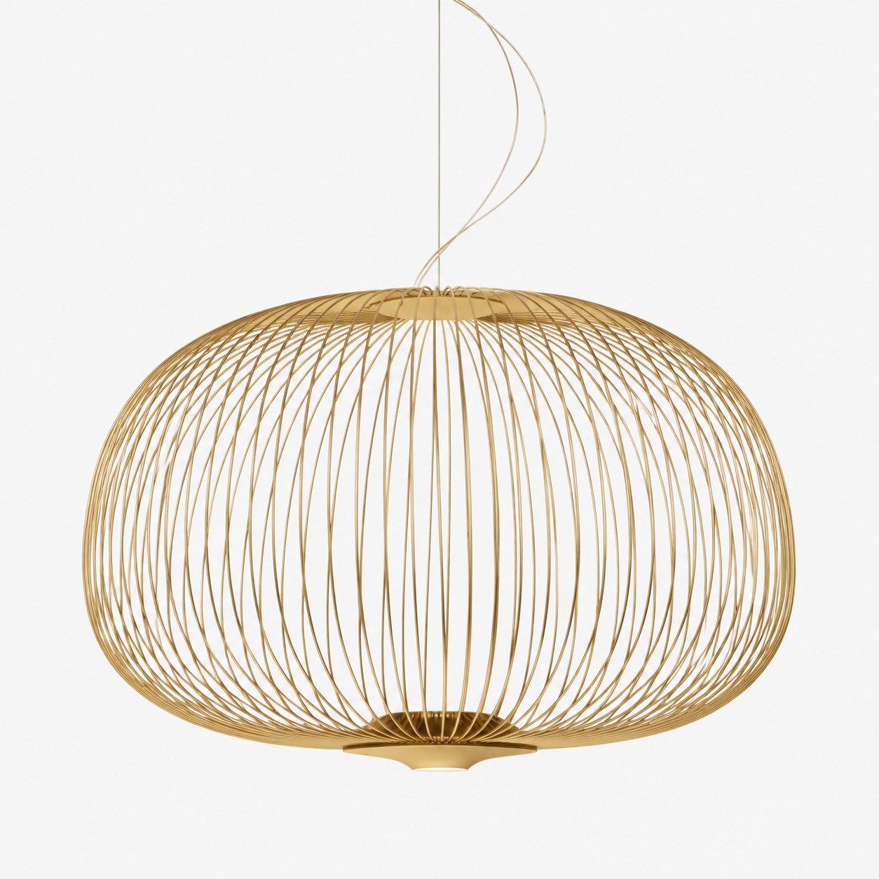 Gold wide wire cage pendant