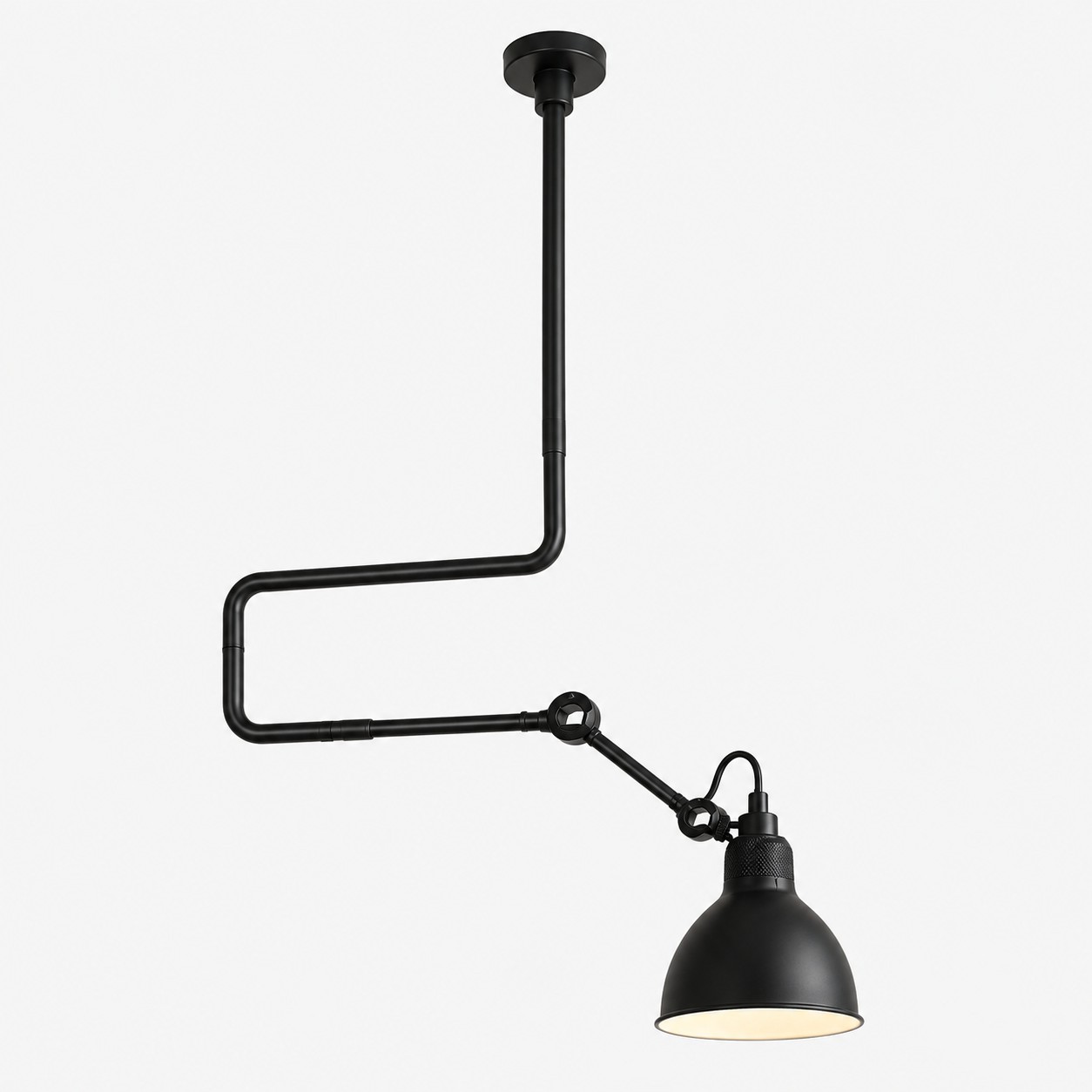 Industrial Matte Black Adjustable Arm Wall Light