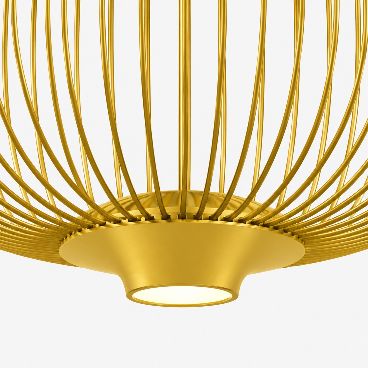 Gold wire cage interior and light
