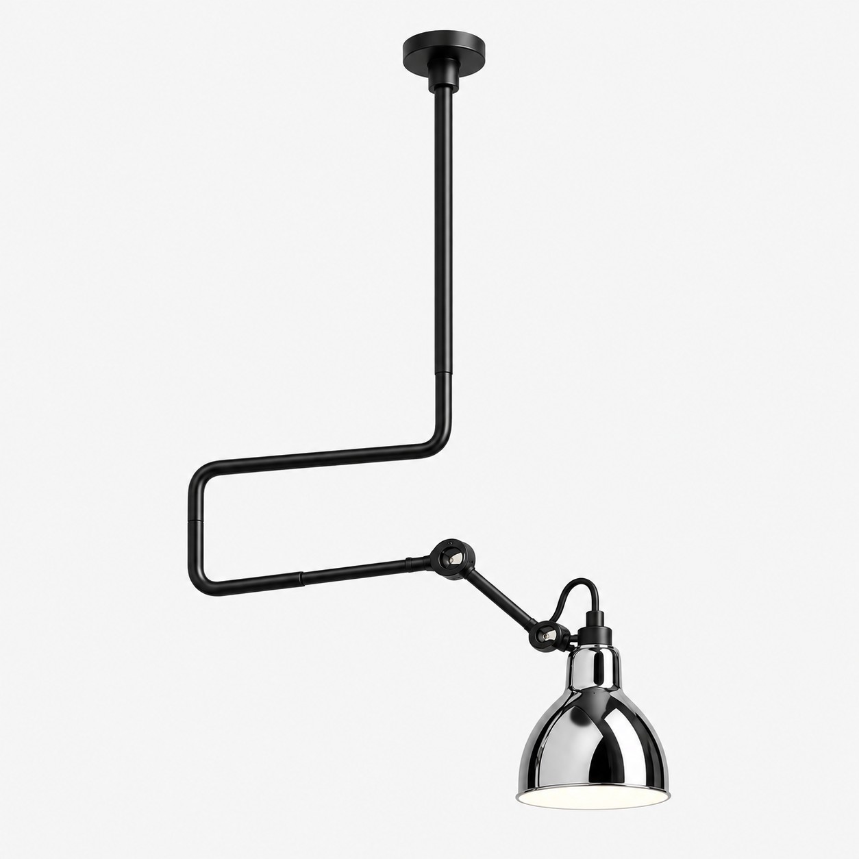 Industrial Matte Black Adjustable Arm Wall Light