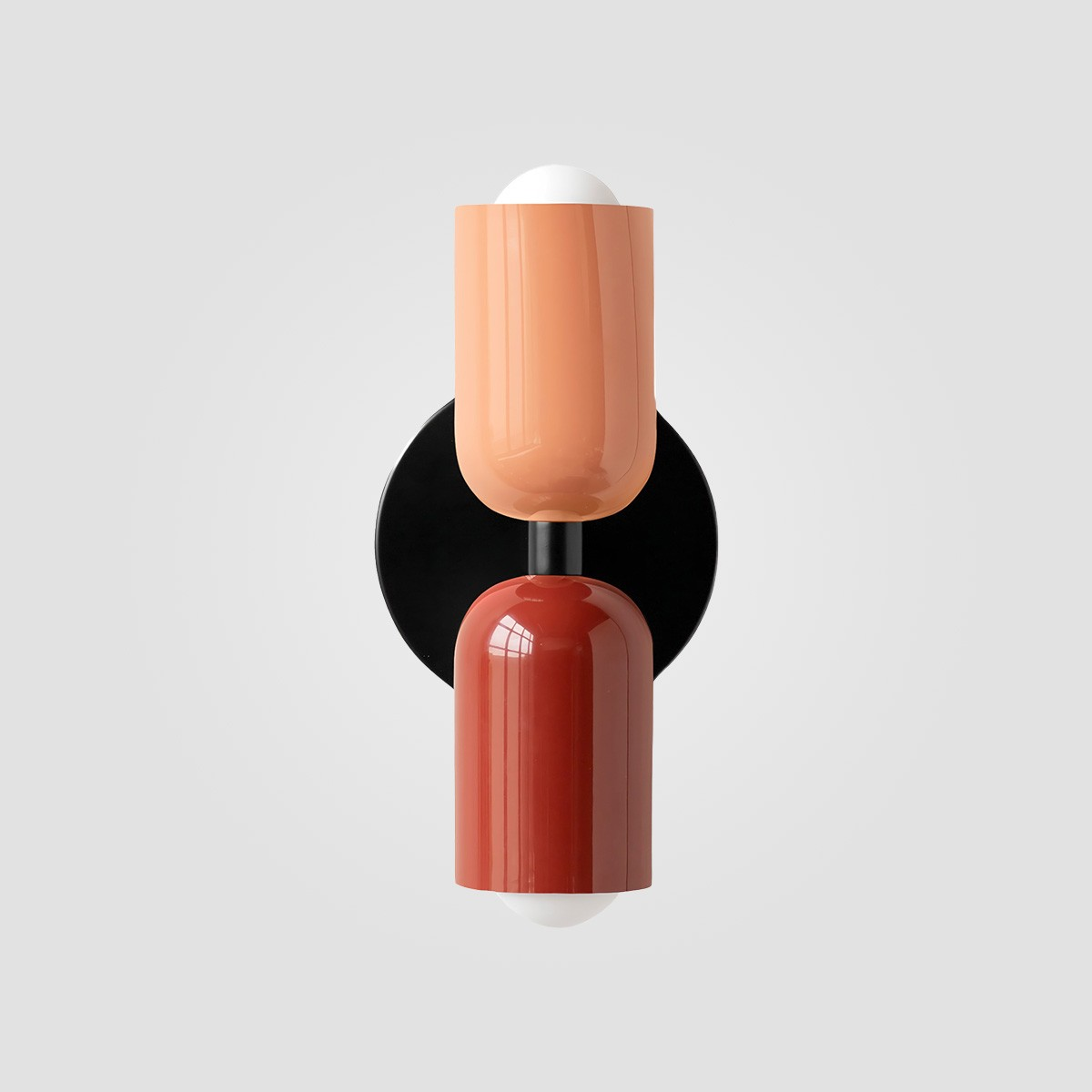 Pink + Red shade, Black finish capsule wall sconce