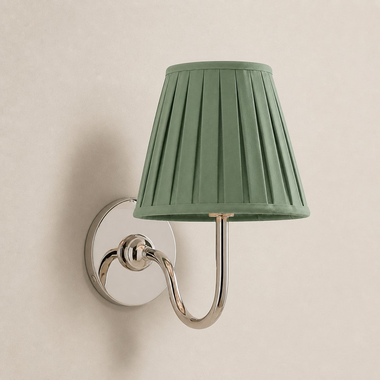 Chrome Sage Green Pleated 1 head: 10" / 25 cm Luvora wall lamp