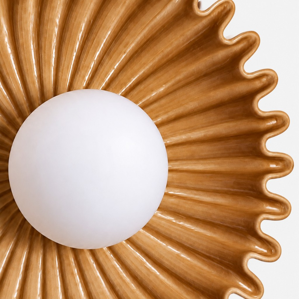 Beige ceramic glaze and acrylic sphere