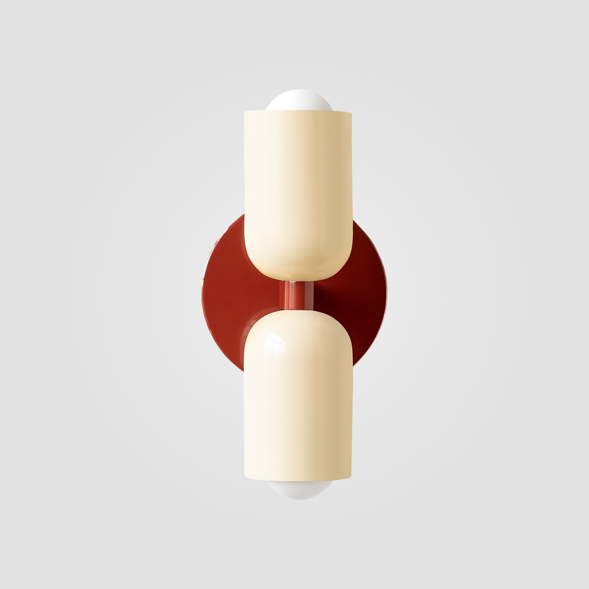 White shade, Red finish capsule wall sconce