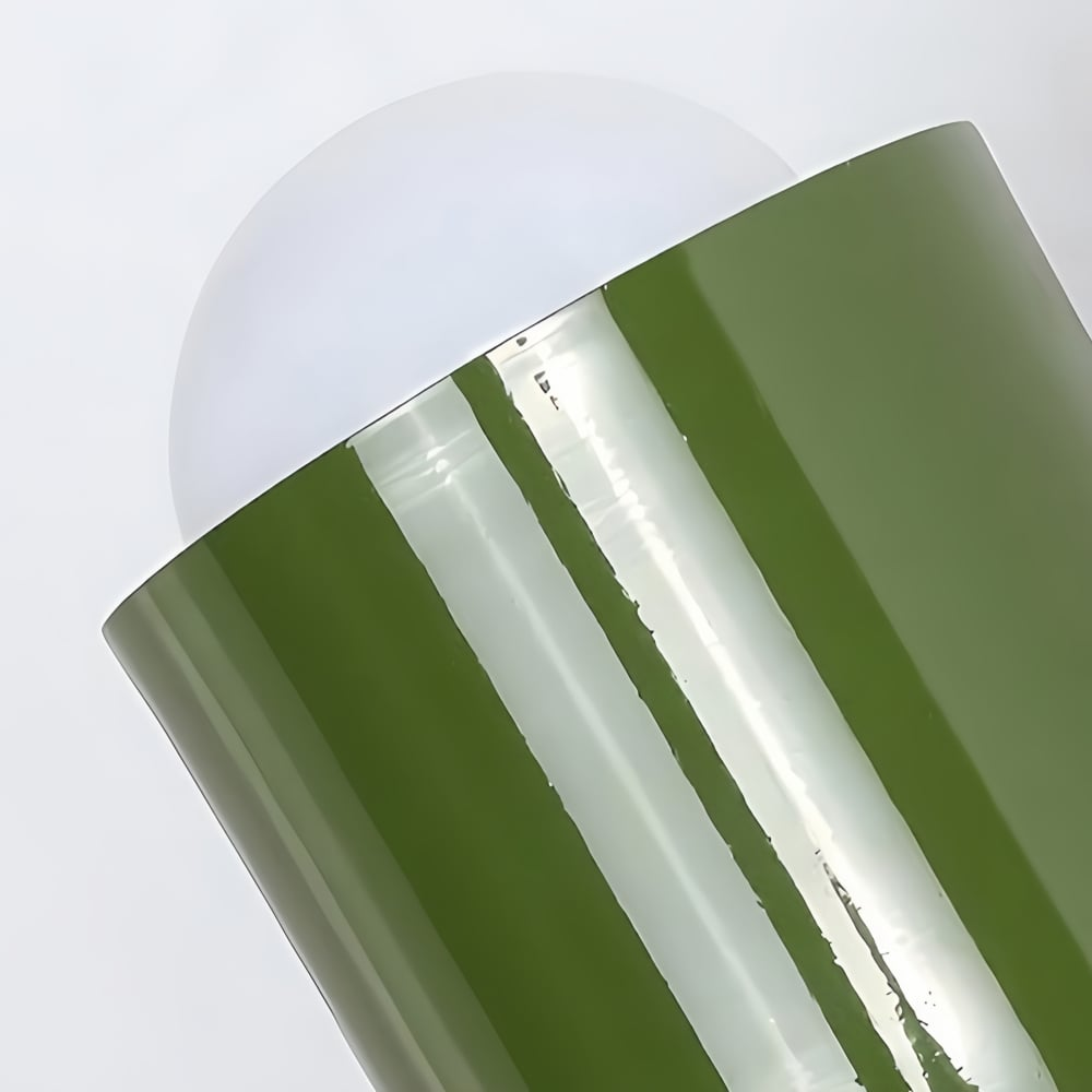 Glossy green metal shade and white diffuser