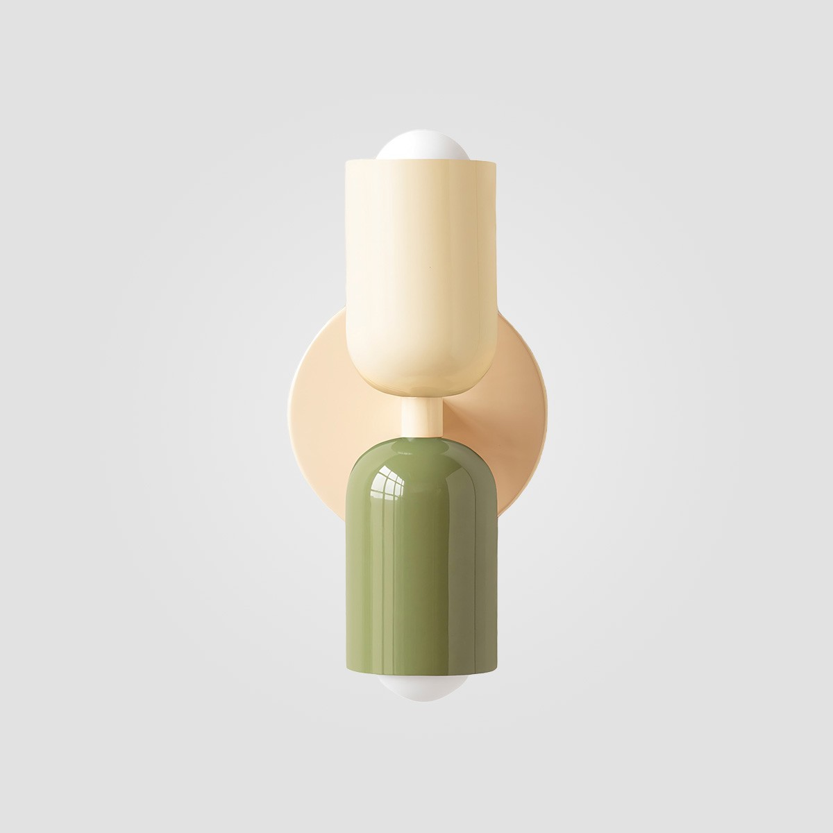 White + Green shade, White finish capsule wall sconce