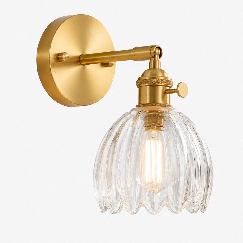 Freya lotus glass wall light in transparent glass