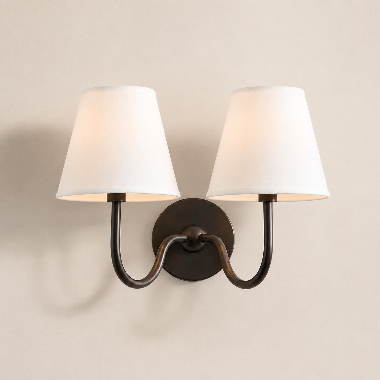 Matte Black White Plain 2 heads: 16" / 40 cm Luvora wall lamp