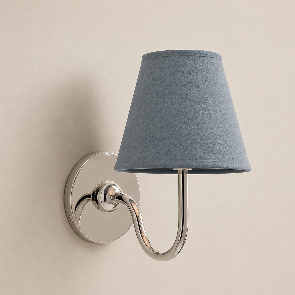 Chrome Dusty Blue Plain 1 head: 10" / 25 cm Luvora wall lamp