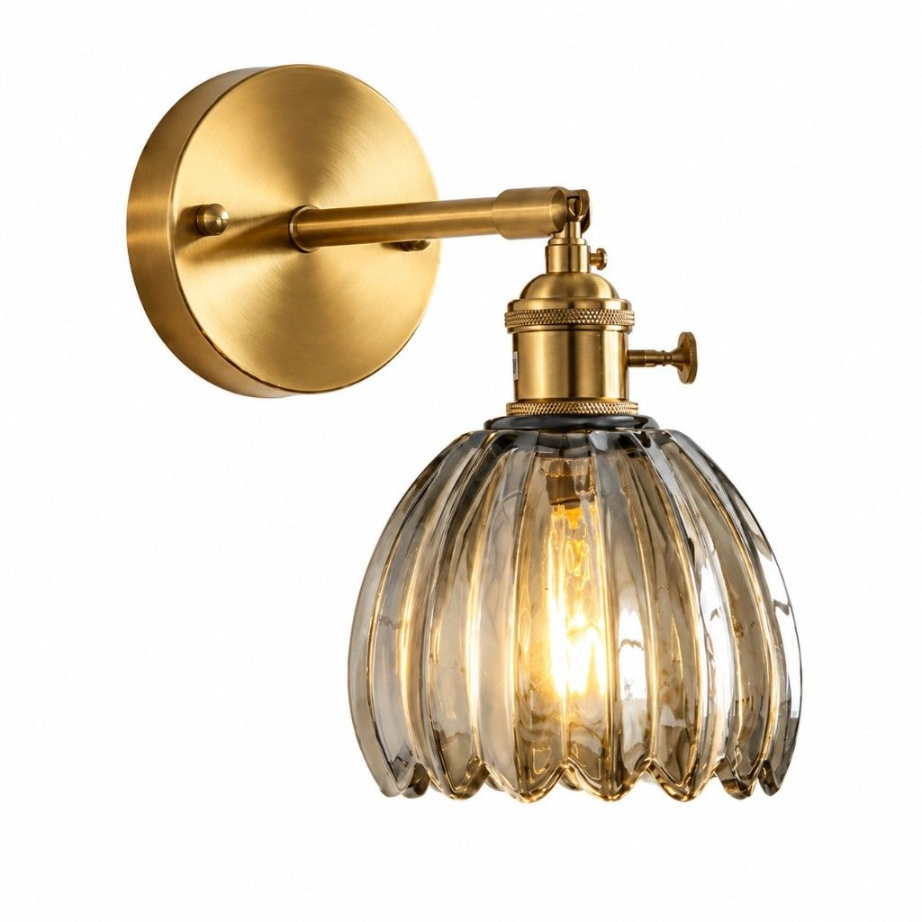 Freya lotus glass wall light in amber