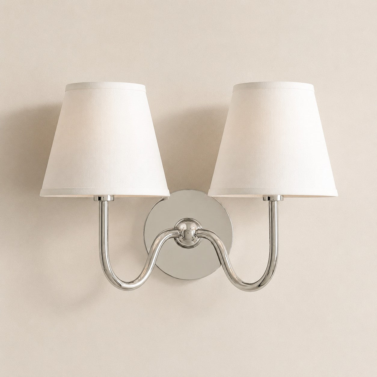Chrome White Plain 2 heads: 16" / 40 cm Luvora wall lamp