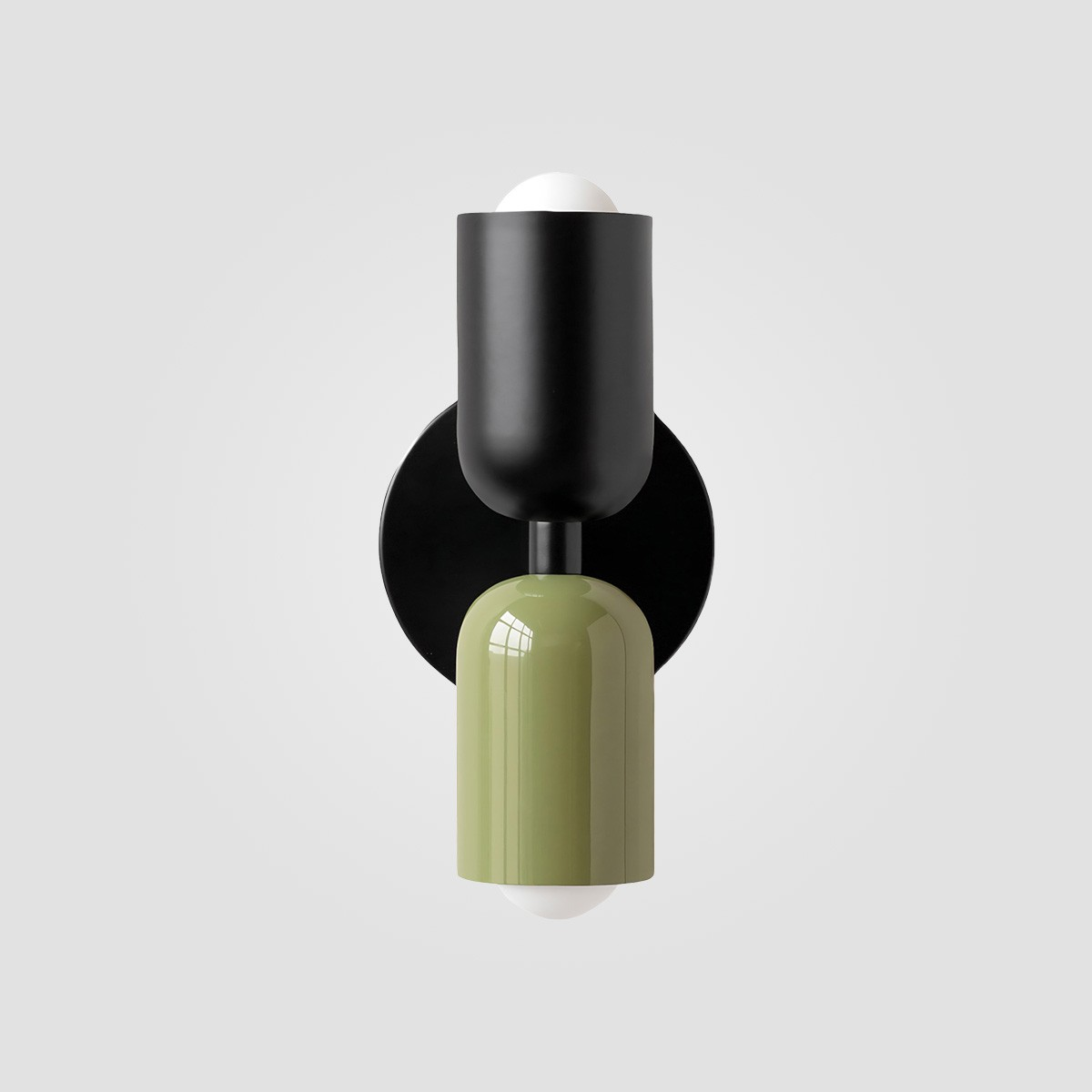 Black + Green shade, Black finish capsule wall sconce