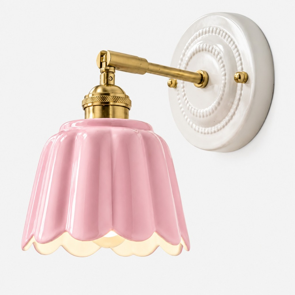 Pink scalloped flower wall sconce