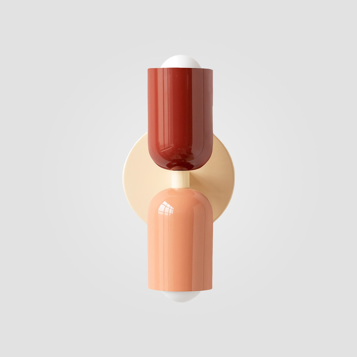 Pink + Red shade, White finish capsule wall sconce