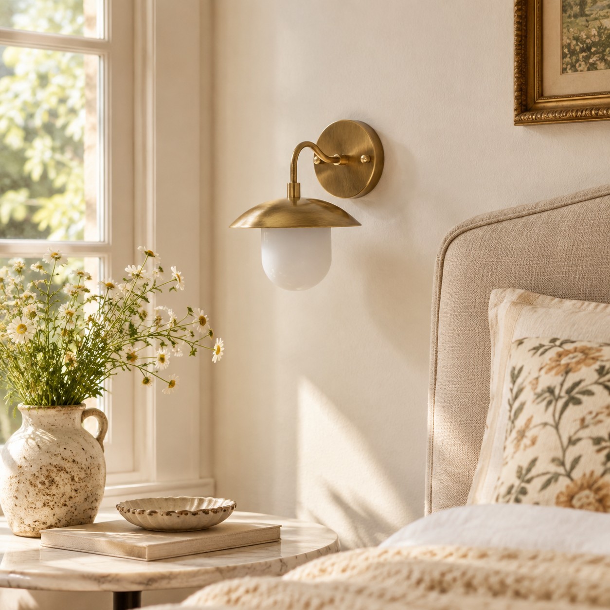 Sculptural Glass Wall Sconce with a brass finish and one to three lights